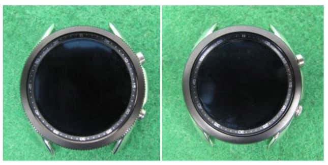 Some alleged pics of the Galaxy Watch 3: model number SM-R840 (left) and SM-R850 (right).