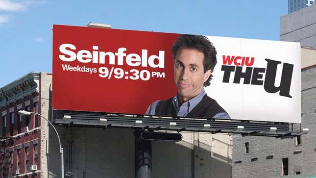 The billboard appears to suggest that comedian Jerry Seinfeld is the star of the show, and that the program may focus on his life in some way.
