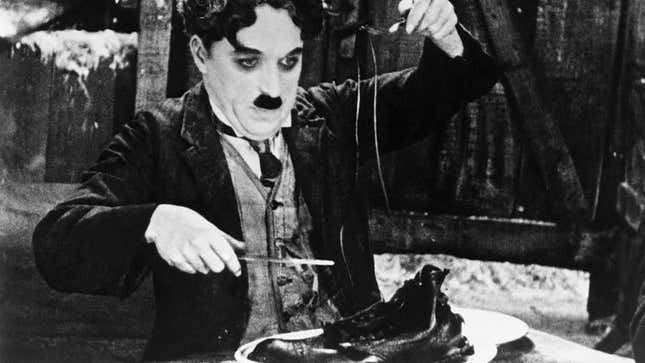 Charlie Chaplin in the Shoe-Eating Scene from The Gold Rush