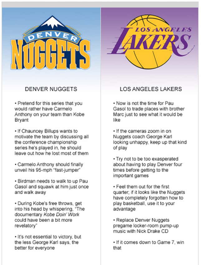 Image for article titled Nuggets vs. Lakers
