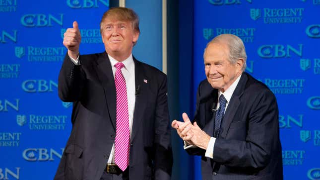 Donald Trump and Pat Robertson together on February 24, 2016.