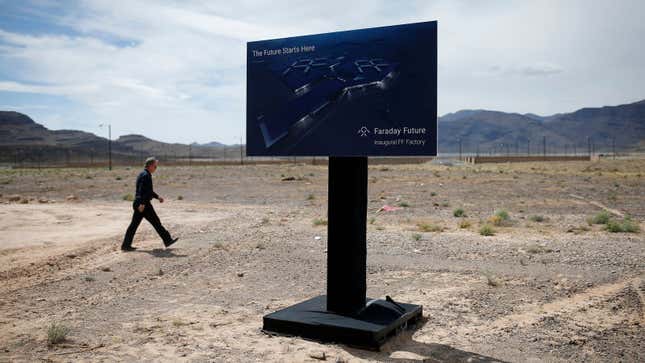 The now-former empty site of Faraday’s planned factory. Photo: AP