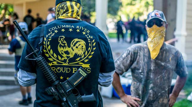 Armed Proud Boys at an Sept. 5 rally in Vancouver, Washington.