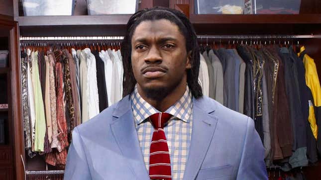 Image for article titled Teary-Eyed Robert Griffin III Slips On Draft Day Suit Again