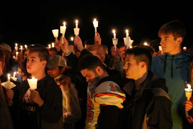 A vigil for the victims two days after the Marshall County High School shooting.