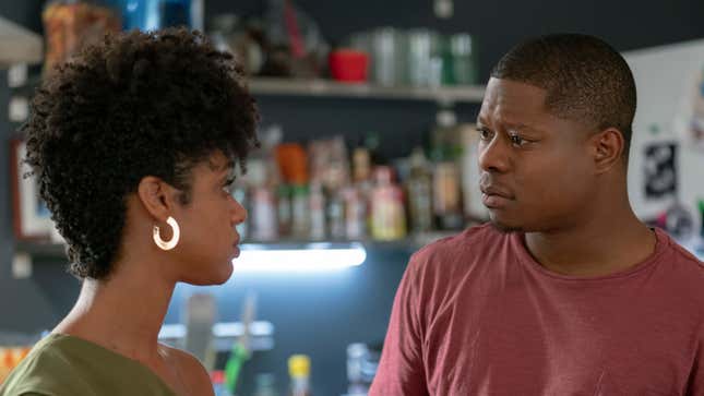 Tiffany Boone as Jerrika and Jason Mitchell as Brandon in THE CHI (Season 2, Episode 07, “Blind Eye”).