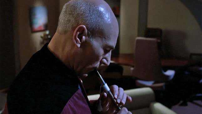 Picard plays a mournful tune in “The Inner Light.”