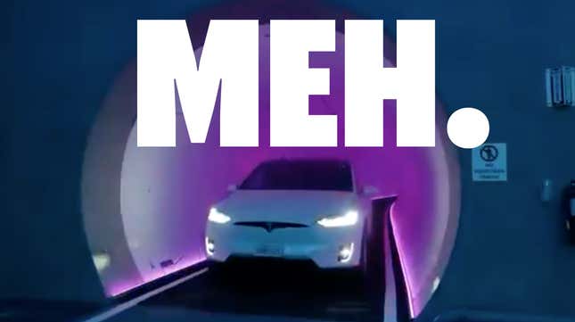 Image for article titled Move Over, Keno! Elon Musk&#39;s Dumb Tesla Tunnel Now The Lamest Thing In Las Vegas