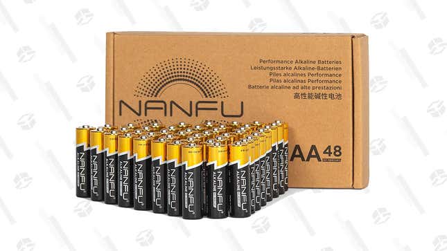 NANFU Long-Lasting AA Alkaline Batteries (48) | $13 | Amazon | Promo code T5E7S287
