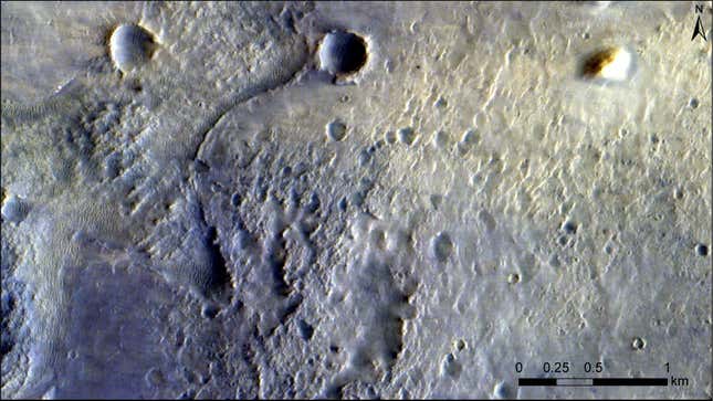 Imagen de ExoMars que muestra el lugar de aterrizaje del Perseverance en Marte.