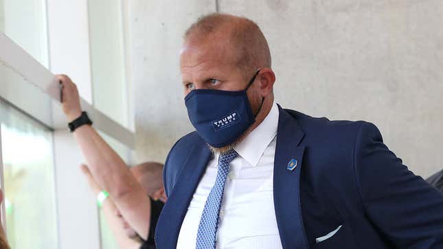 Then-Trump campaign manager Brad Parscale at a rally in Tulsa, Oklahoma in June 2020.