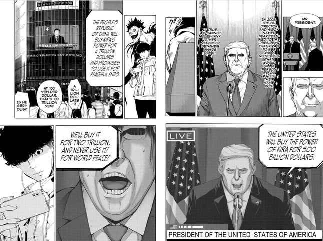 Image for article titled Donald Trump Buys The Death Note For $10 Trillion In Latest One-Shot
