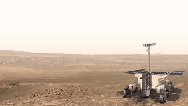 An artist’s impression of the ExoMars rover on the surface of Mars. One day...