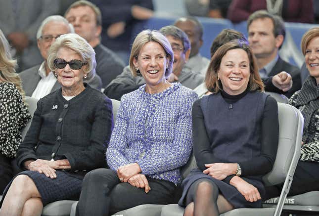 Detroit Lions owner and chairman Martha Firestone Ford, from left, vice-chair Sheila Ford Hamp, and vice-chair Elizabeth Ford Kontulis were all smiles back in 2018 when Matt Patricia was introduced as new head coach.