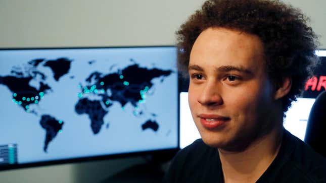 British cybersecurity researcher Marcus Hutchins, branded a hero for slowing down the WannaCry global cyberattack, during an interview in Ilfracombe, England.