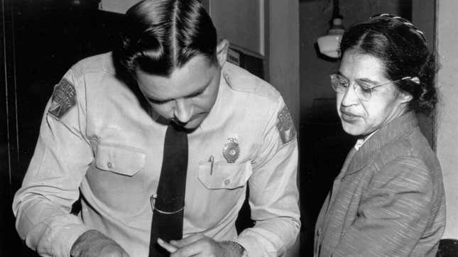 Rosa Parks fingerprinted by police in Montgomery, Alabama on December 1, 1955. 