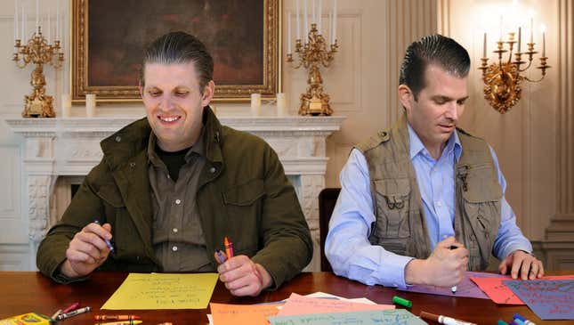 Image for article titled Trump Boys Forge Father’s Signature On Letters They Wrote Excusing Them From Any More Testifying