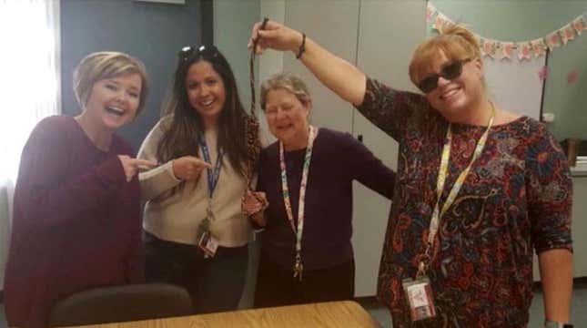 Image for article titled Picture of Smiling Teachers Holding Noose Lands All Four on Paid Leave Alongside Principal