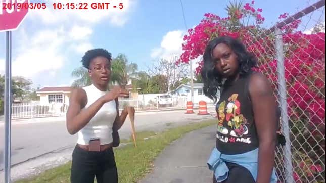 Adrianna Green (left) and Dyma Loving (right). Miami-Dade police were caught on video violently arresting Loving after she had called the police for help following an argument with a neighbor.