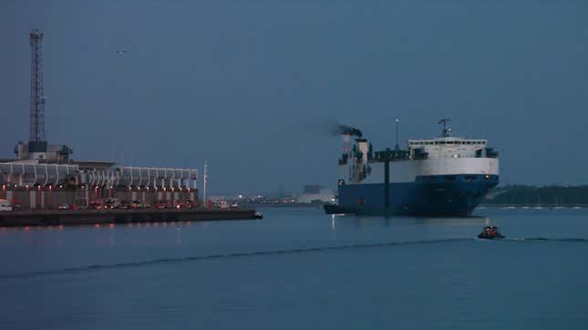 The Courage, as it arrived in Southampton, United Kingdom.