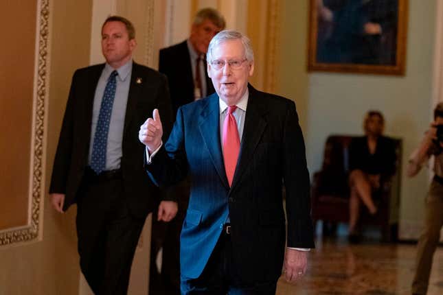 Image for article titled Can Mitch McConnell Social Distance From America? Now He’s Blaming Trump’s Ham-Handed Coronavirus Response on Impeachment
