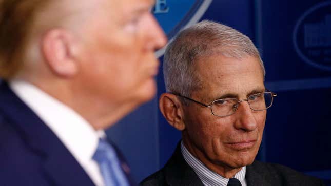 Image for article titled Dr. Fauci Is Doing a Good Job So It&#39;s Only a Matter of Time Before Trump Fires Him