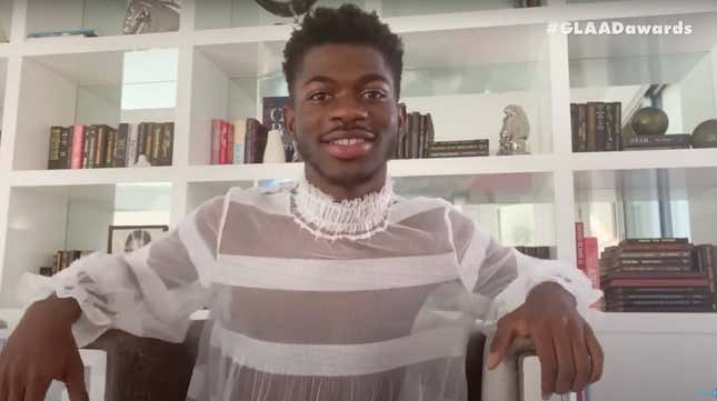 Image for article titled I Desperately Need Lil Nas X&#39;s Diaphanous Victorian Ghost Blouse