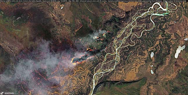 Totally cool and normal fire burning above the Arctic Circle.