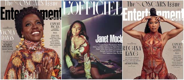 L-R: Viola Davis for Entertainment Weekly, Janet Mock for L’Officiel Turkey, and Regina King for Entertainment Weekly.
