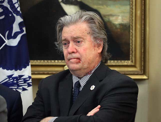 Image for article titled Nervous Steve Bannon Binge-Eats Entire Class Of Interns Amid Calls For Removal