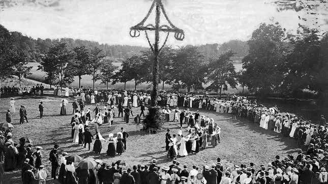 Maypole celebrations in the early 20th century