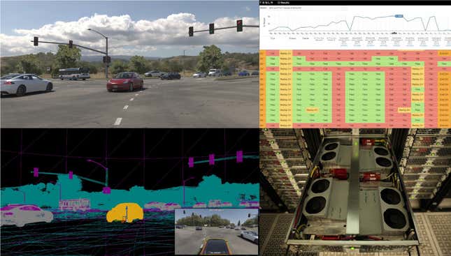 Imagen para el artículo titulado Tesla revela en un vídeo lo que ve su autopilot con un auto en movimiento