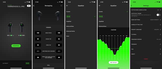 The Hammerhead True Wireless Pro’s accompanying iOS/Android app is very good allowing tap shortcuts to be remapped and even custom EQ presets to be created.