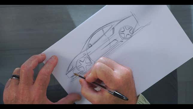A Ferrari F430 sketch shows the simple and elegant lines the iconic sports car