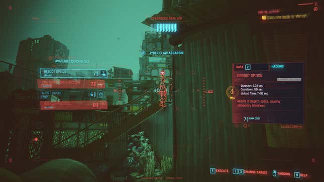 An example of quickhack gameplay.