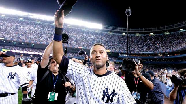 Image for article titled Yankees Honor Derek Jeter, Retire His Number, Forcibly Remove Him From Stadium