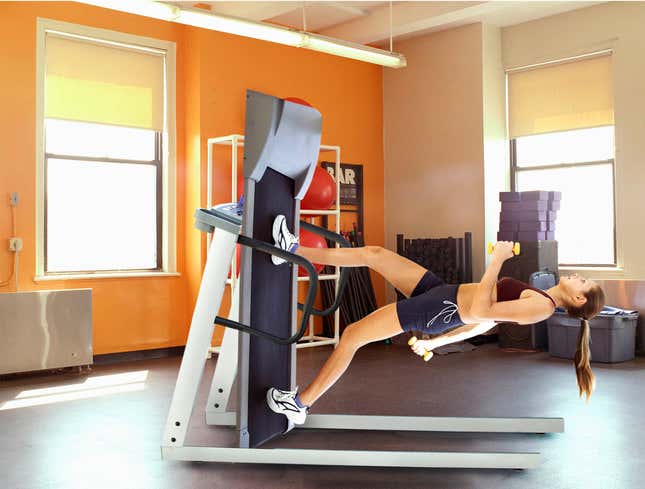 Image for article titled Woman On Gym Treadmill Cranks Incline Up To 90 Degrees