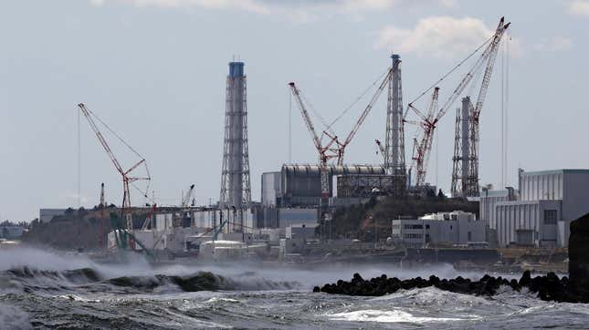 The Tokyo Electric Power Company’s Fukushima Daiichi nuclear power plant is seen from Futaba Town, Fukushima prefecture on March 11, 2020.
