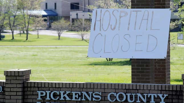The recently closed Pickens County Medical Center in Carrollton, Alabama, is shown on Thursday, March 26, 2020. The hospital is one of the latest health care facilities to fall victim to a wave of rural hospital shutdowns across the United States in recent years.