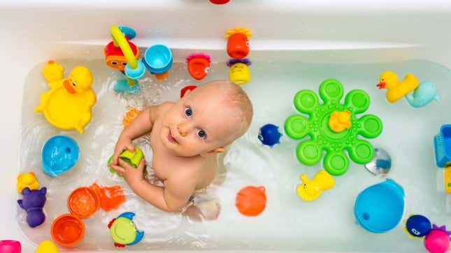 Image for article titled The Best Way to Store Your Kid&#39;s Bath Toys