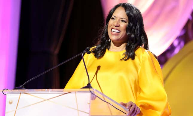 Essence CEO Michelle Ebanks speaks onstage during the 13th Annual Essence Black Women in Hollywood Luncheon on February 06, 2020, in Beverly Hills, Calif.