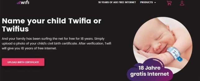 Imagen para el artículo titulado Le ponen a su hija el nombre de un proveedor para conseguir internet gratis