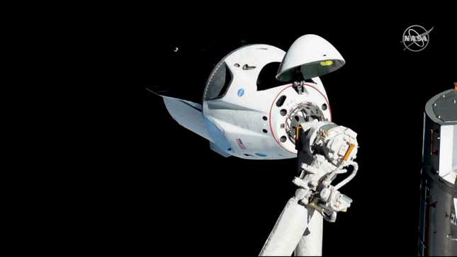 SpaceX’s Crew Dragon automatically docking with the International Space Station earlier this year.