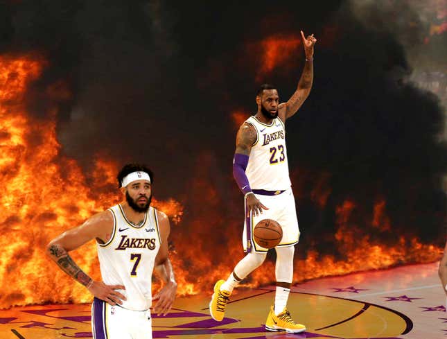 Image for article titled Lakers Forced To Play Half-Court Against Grizzlies As Wildfire Consumes South End Of Staples Center