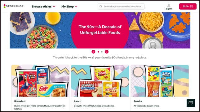 Image for article titled Stop &amp; Shop debuts so-called ’90s throwback website for suckers