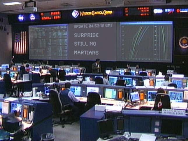 Project leaders receive data from the Mars rover Spirit.