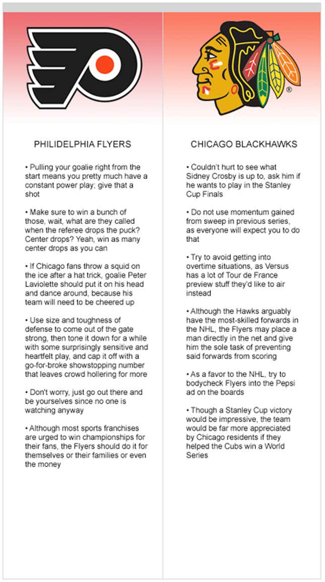Image for article titled Philadelphia Flyers vs. Chicago Blackhawks