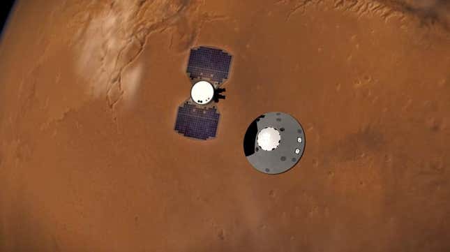 Ilustración mostrando la InSight desplegando su lander.