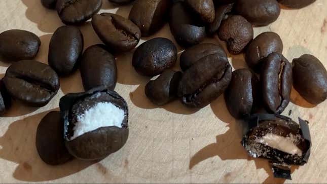 The cocaine-filled coffee beans seized by Italian authorities.