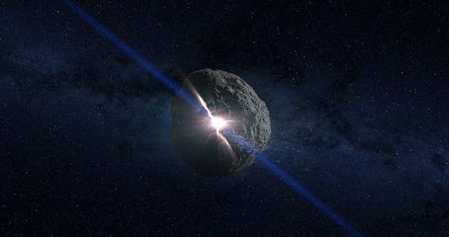 Representación artística de una explosión sobre Bennu.